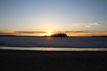 April Sunset On Astotin Lake, Elk Island National Park, Alberta