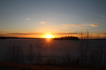 Obraz premium Sun Going Down, Elk Island National Park, Alberta