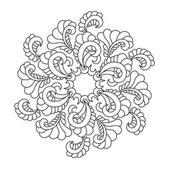 Coloring book for adult and children. Mandala flower with modern floral style, hand drawn pattern.