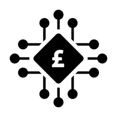 Digital pound currency icon vector symbol for digital transactions for asset and wallet in a flat color glyph pictogram illustration