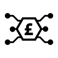 Digital pound coin icon vector currency symbol for digital transactions for asset and wallet in a flat color glyph pictogram illustration