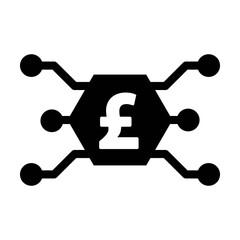 Digital pound icon vector currency symbol for digital transactions for asset and wallet in a flat color glyph pictogram illustration