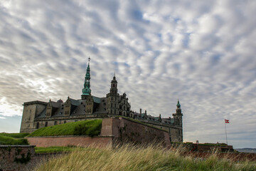 Elsinor castle with beauty cloudy sky