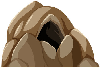 Isolated stone cave on white background