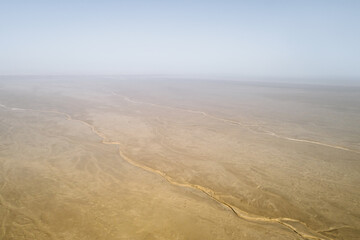 Aerial view of dry land in Xinjiang, China
