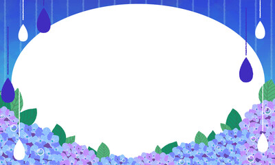 紫陽花と雨のフレーム
