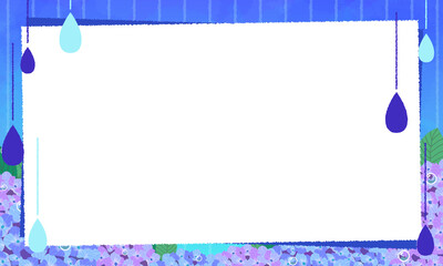 紫陽花と雨のフレーム