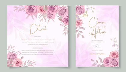 Fototapeta na wymiar Beautiful hand drawn wedding invitation design set