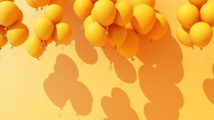 yellow balloon on yellow color background minimal concept 3d rendering 