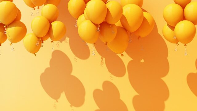 yellow balloon on yellow color background minimal concept 3d rendering 
