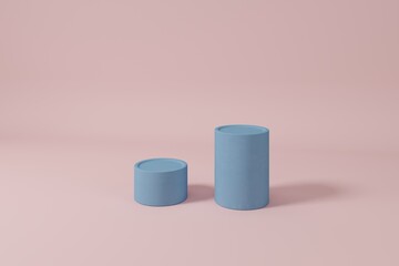 Abstract pink color background for product presentation,with blue geometry shape display, minimal pastel . 3d render