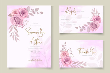 Fototapeta na wymiar Beautiful hand drawn wedding invitation design set