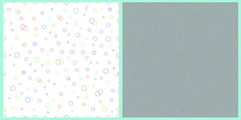 Set of seamless patterns with colored circles. Digital art for flyers, posters, covers, textile printing, wrapping paper, clothing. 