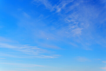 Air clouds in the blue sky.Blue backdrop in the air. Abstract style for text.