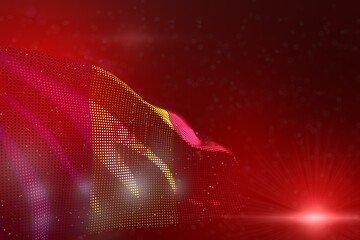 wonderful independence day flag 3d illustration. - vivid image of Andorra flag of dots waving on red - bokeh and place for your content