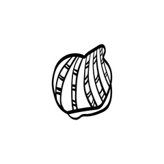 seashell bivalve scallop puxidatus doodle. Black and white coloring. Cute monochrome print for printing on fabric, paper, wallpaper, packaging. Summer goods. Vector illustrations, drawings