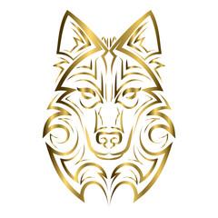 Obraz premium gold line art of wolf head. Good use for symbol, mascot, icon, avatar, tattoo, T Shirt design, logo or any design you want.