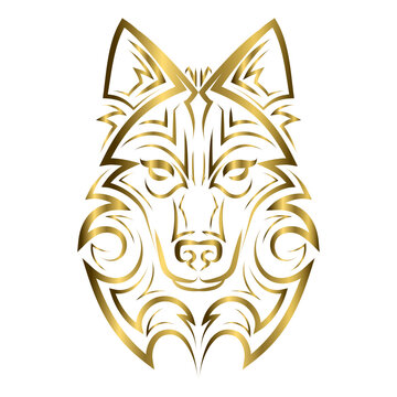 recommend clip art: gold line art of wolf head. Good use for symbol, mascot, icon, avatar, tattoo, T Shirt design, logo or any design you want.