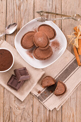 Pasticciotto cake with chocolate filling.
