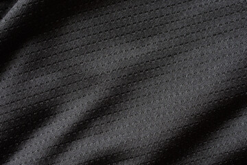 Black sport cloth fabric football shirt jersey texture close up