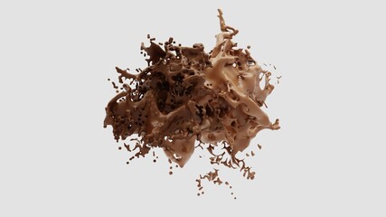 3D render, Chocolate Simulation concept , Abstract fluid background, chocolate splash