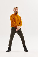 Fototapeta premium man in sweater clothing autumn style isolated background
