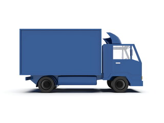 Fototapeta na wymiar Blue Toy Commercial Delivery Truck on a White Background