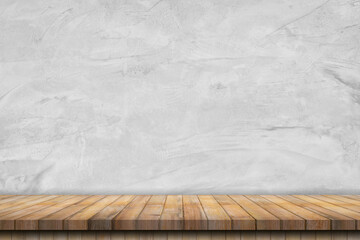 old cement wall interior vintage and wooden table background.