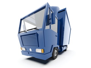 Blue Toy Commercial Delivery Truck on a White Background