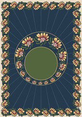 Art Nouveau Style Background, Floral Frame for Retro Posters and Covers 