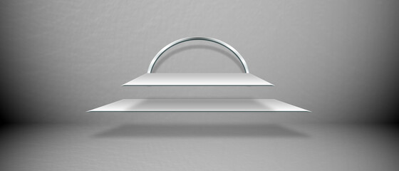 shelf with spotlights, white abstract,gray background,3d Photoshop, graphic design, beautiful