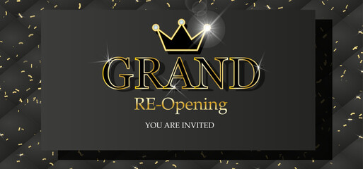 Grand RE-Opening vector illustration, background. Template banner, poster or greeting card design element for opening or reopening event