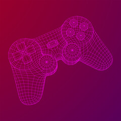 Game controller or gamepad for videogames. Wireframe low poly mesh vector illustration. © newb1