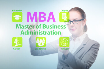 Businesswoman in Master of business administration concept