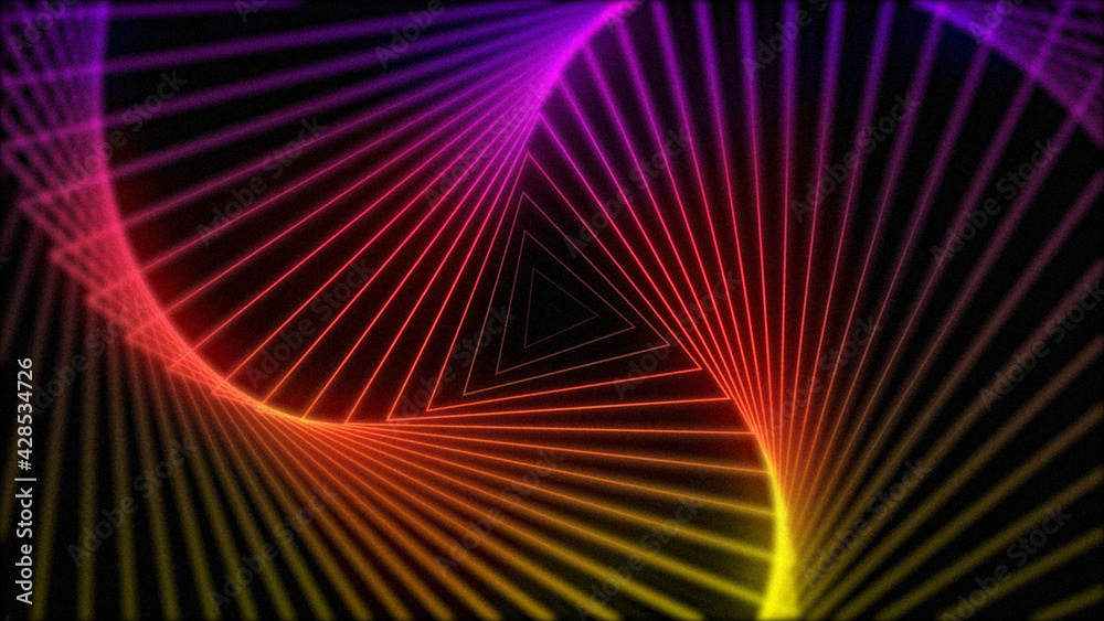 Poster 3d rendering line twist triangle shape geometric abstract background
