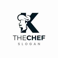Letter K Chef Logo , Initial Restaurant Cook Vector Design