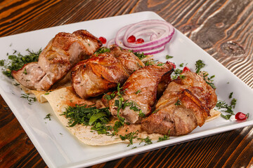 Grilled pork kebab shashlik barbecue