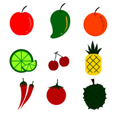 vector set of fruit and vegetable illustration