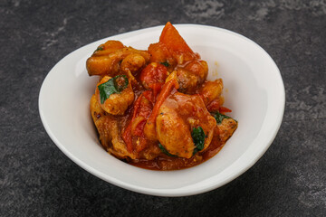 Chicken with oyster sauce and vegetables