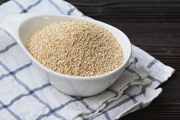 Bowl of healthy white quinoa seeds