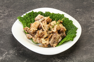 Baled lamb meat in the bowl