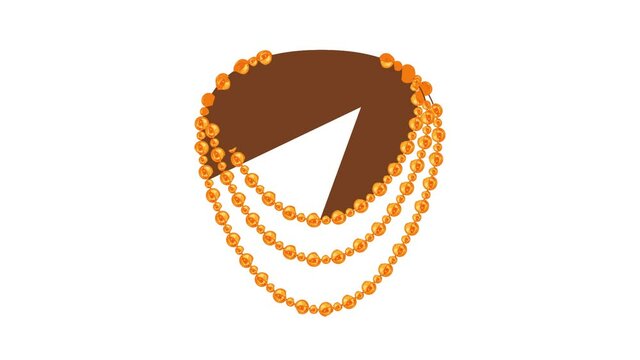Golden necklace pearl icon animation