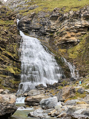 views of mountains, forests, waterfalls and natural pools in the Ordesa y Monte Perdido National Park, located in the Aragonese Pyrenees. in the province of Huesca, Spain