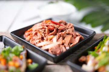 Stir fried pork with Pickled bean curd sauce and onion