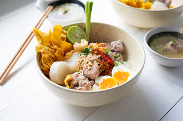 Thai tom yom rice noodle with soup