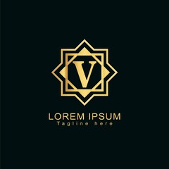 Alphabet capital logo creative design luxury concept with arabic ornament silhouette