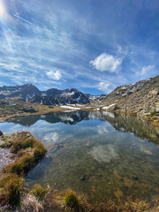 views of mountains and lakes in Anayet, in the Portalet area, in the Aragonese Pyrenees near the...
