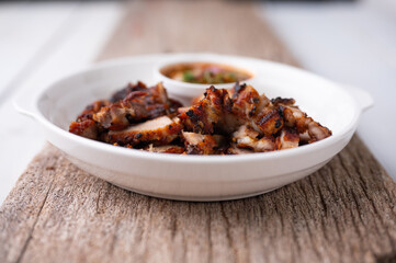 Grilled Pork with Spicy Dip , Thailand Street Food