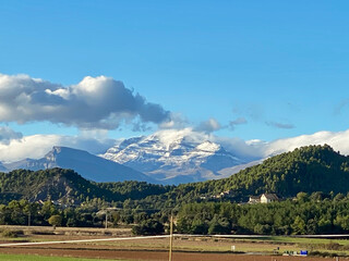 views of mountains with clouds in the Aragonese Pyrenees. Huesca, Spain