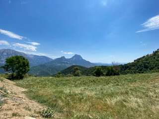 views of mountains with clouds in the Aragonese Pyrenees. Huesca, Spain